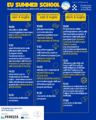 Al via la prima EU Summer School di APICEUROPA: tre giornate di formazione gratuita sulla cittadinanza europea in provincia di Cuneo